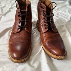 TAFT Brown Leather Cap Toe Lace Up Boots Mens EU 44 US 11 Handcrafted Spain